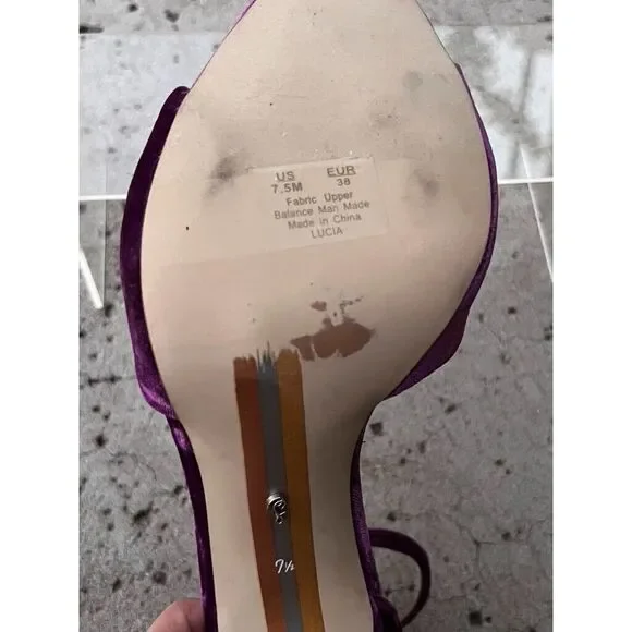 Sam Edelman Purple Velvet Heels with Ruffled Bow - Picture 6 of 6